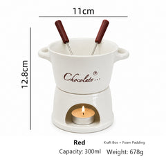 Christmas chocolate melting stove ceramic hot pot cup, double ear melting pot, suitable for cheese, chocolate, cheese, and a gift for holiday parties