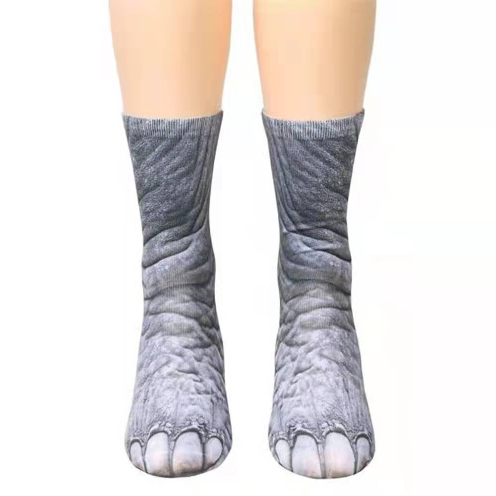 3D Animal Paw Print Socks, Novelty Realistic Animal Feet Crew Socks, Funny Tiger Cat Dog Paw Socks for Halloween Cosplay Party, Prank Gift for Men Women
