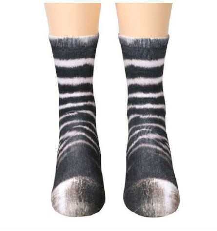 3D Animal Paw Print Socks, Novelty Realistic Animal Feet Crew Socks, Funny Tiger Cat Dog Paw Socks for Halloween Cosplay Party, Prank Gift for Men Women