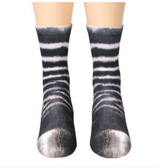 3D Animal Paw Print Socks, Novelty Realistic Animal Feet Crew Socks, Funny Tiger Cat Dog Paw Socks for Halloween Cosplay Party, Prank Gift for Men Women