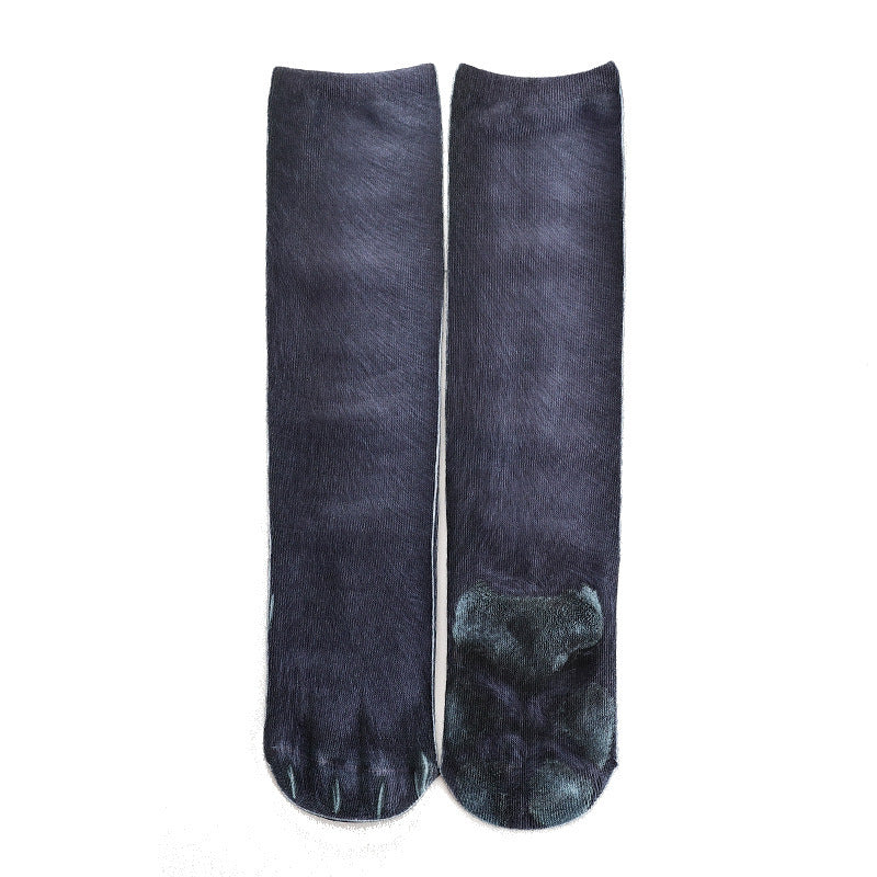 3D Animal Paw Print Socks, Novelty Realistic Animal Feet Crew Socks, Funny Tiger Cat Dog Paw Socks for Halloween Cosplay Party, Prank Gift for Men Women