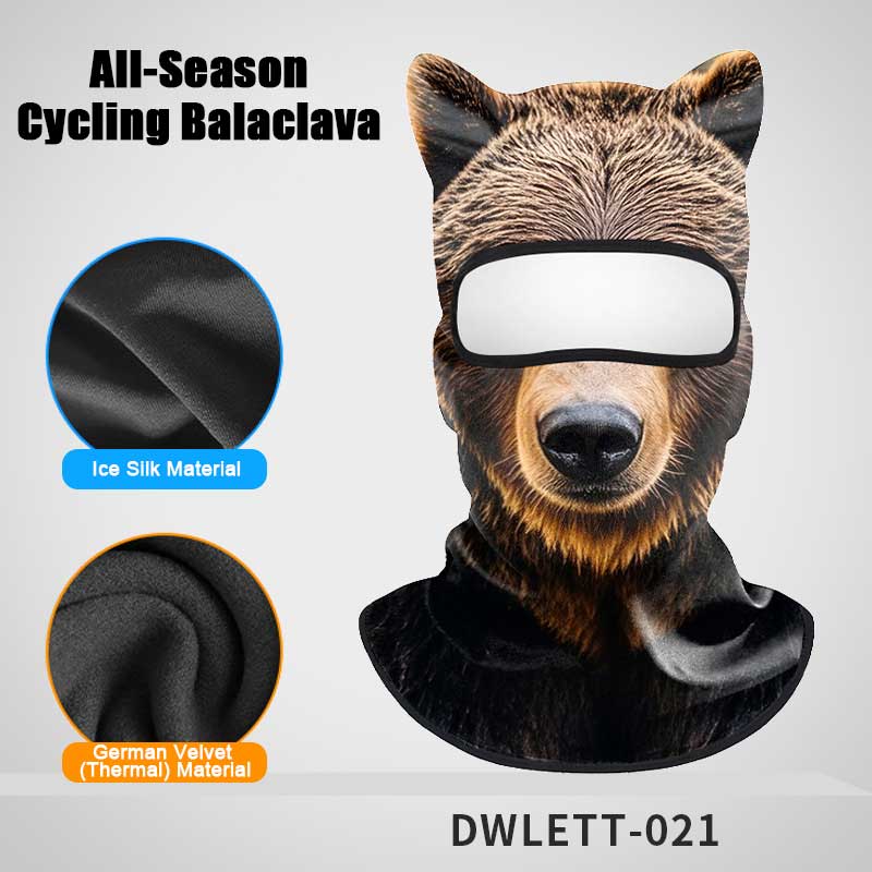 All-Season Cycling Balaclava Face Mask – Breathable Ice Silk & Thermal Velvet Ski Mask, Full Coverage Animal Print Neck Gaiter for Men Women, Motorcycle Helmet Liner for Skiing Riding Hiking