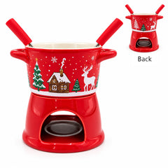 Christmas chocolate melting stove ceramic hot pot cup, double ear melting pot, suitable for cheese, chocolate, cheese, and a gift for holiday parties