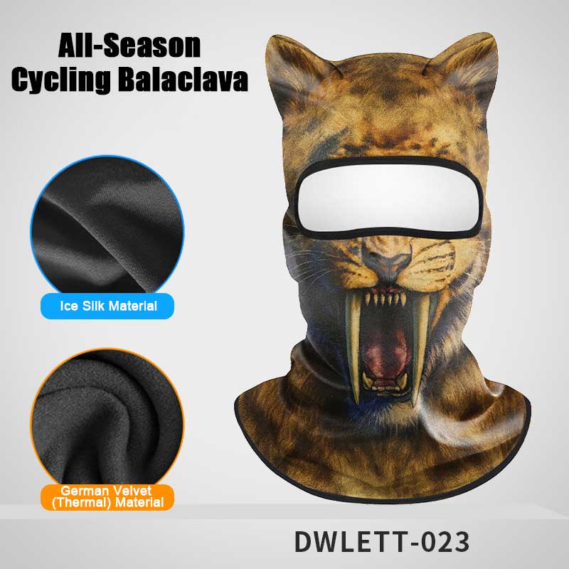 All-Season Cycling Balaclava Face Mask – Breathable Ice Silk & Thermal Velvet Ski Mask, Full Coverage Animal Print Neck Gaiter for Men Women, Motorcycle Helmet Liner for Skiing Riding Hiking