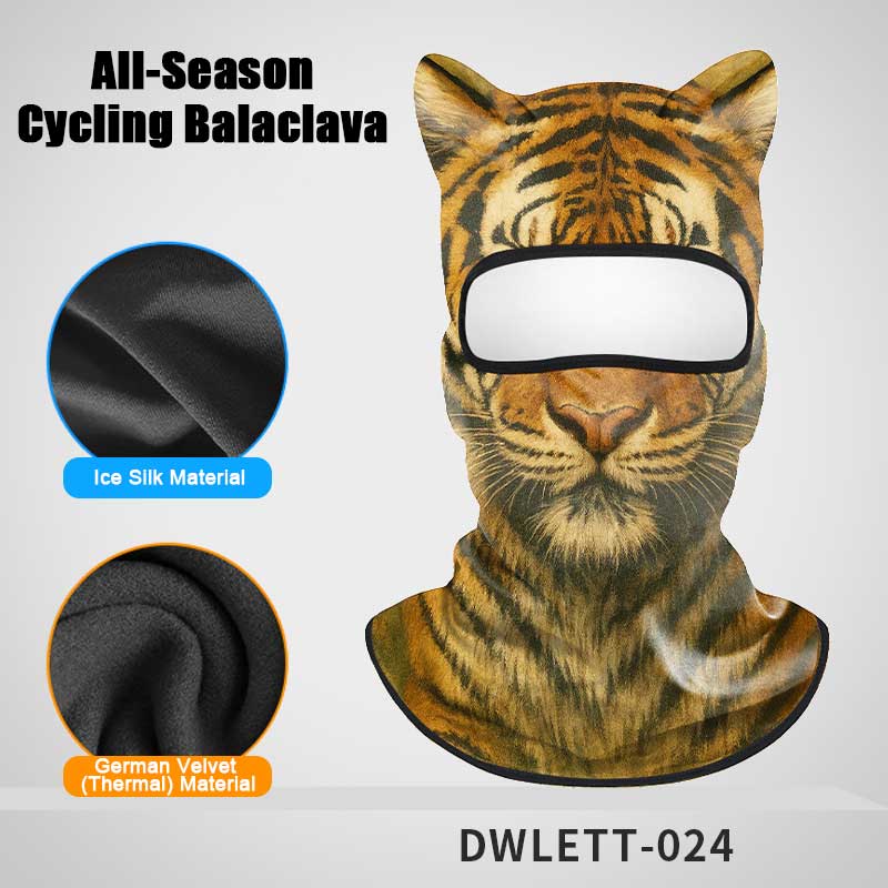All-Season Cycling Balaclava Face Mask – Breathable Ice Silk & Thermal Velvet Ski Mask, Full Coverage Animal Print Neck Gaiter for Men Women, Motorcycle Helmet Liner for Skiing Riding Hiking