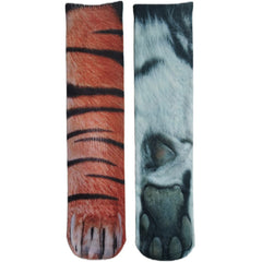 3D Animal Paw Print Socks, Novelty Realistic Animal Feet Crew Socks, Funny Tiger Cat Dog Paw Socks for Halloween Cosplay Party, Prank Gift for Men Women