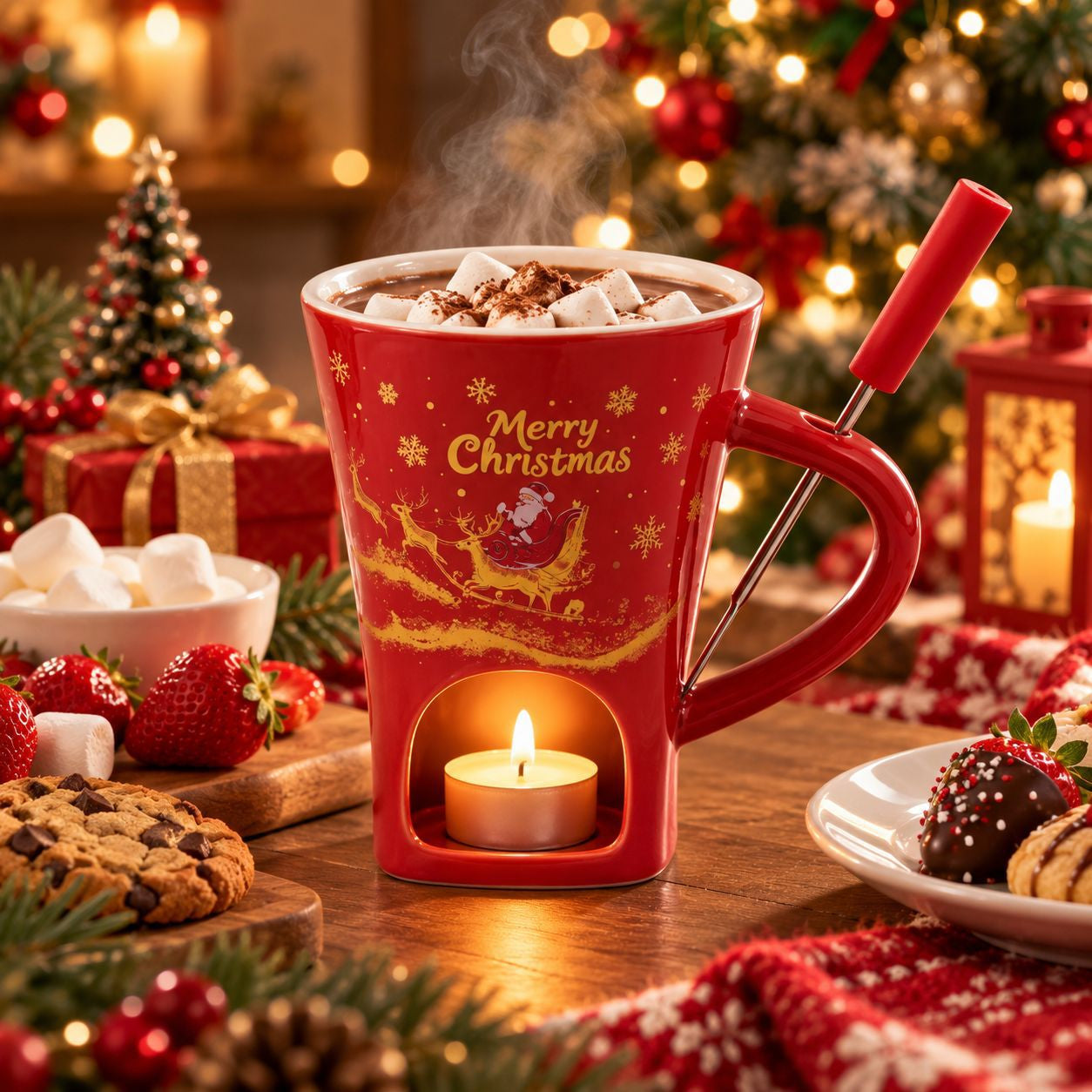 Christmas chocolate melting oven ceramic hot pot cup Microwave oven heated cheese Halloween cup