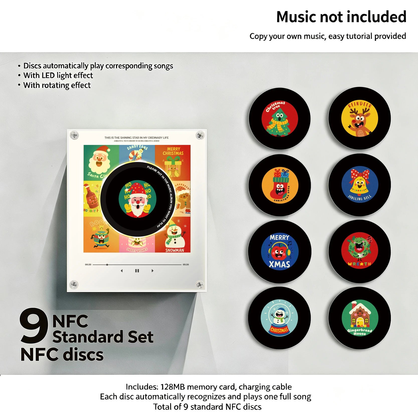 Christmas NFC music fridge magnet creative gift music player 9 CD discs magnetic decoration