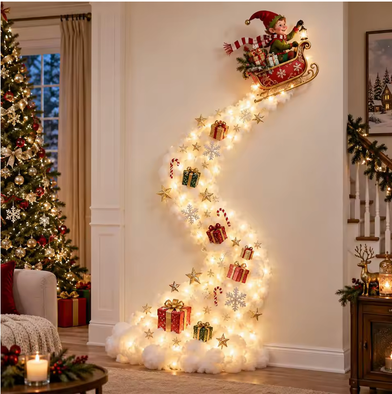 CozyNest Christmas wall decor styled in a warm holiday room scene