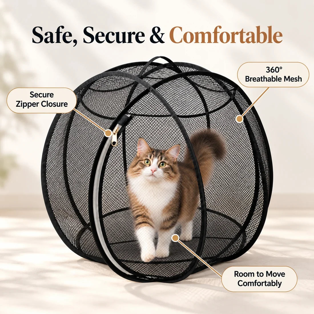 Portable pop-up cat playpen product photo 2