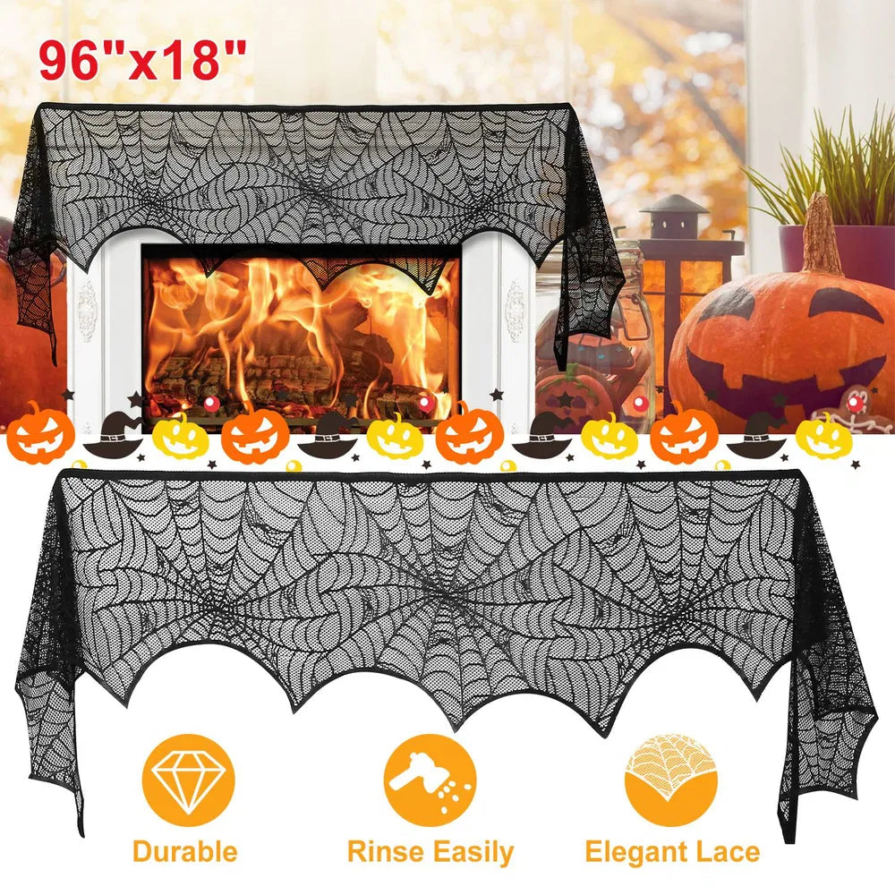 2 pack black lace spider web mantle scarf - product photo 6 of 6