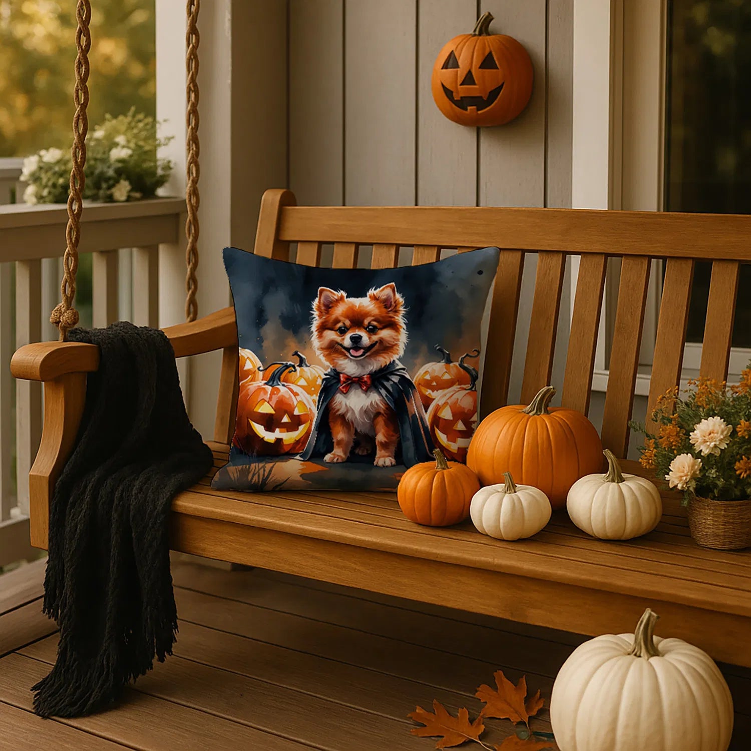 pomeranian halloween throw pillow with insert - product photo 4 of 8