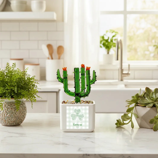 Customized Lucky us Crystal Glass Cactus Ornament