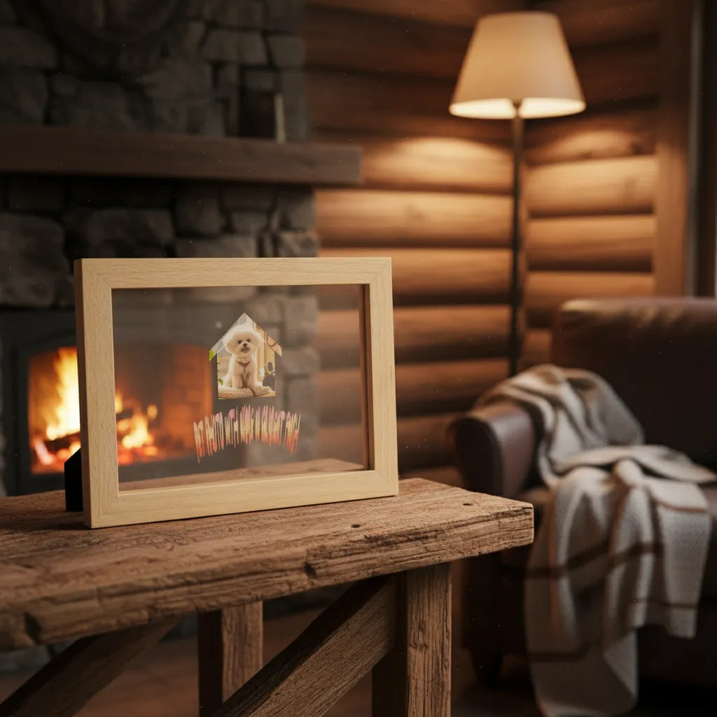 Pet Photo with name in Gradient Finish Wooden Framed