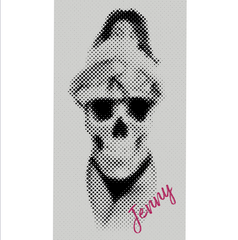 Retro Halftone Skull Monochrome Gothic Art Towel