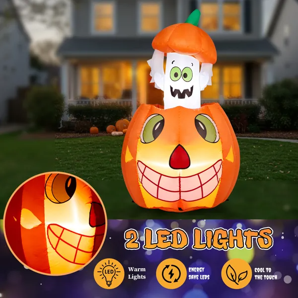 2.8 ft inflatable pumpkin ghost - product photo 5 of 5