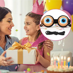 Black novelty glasses with wobbly eyes side view