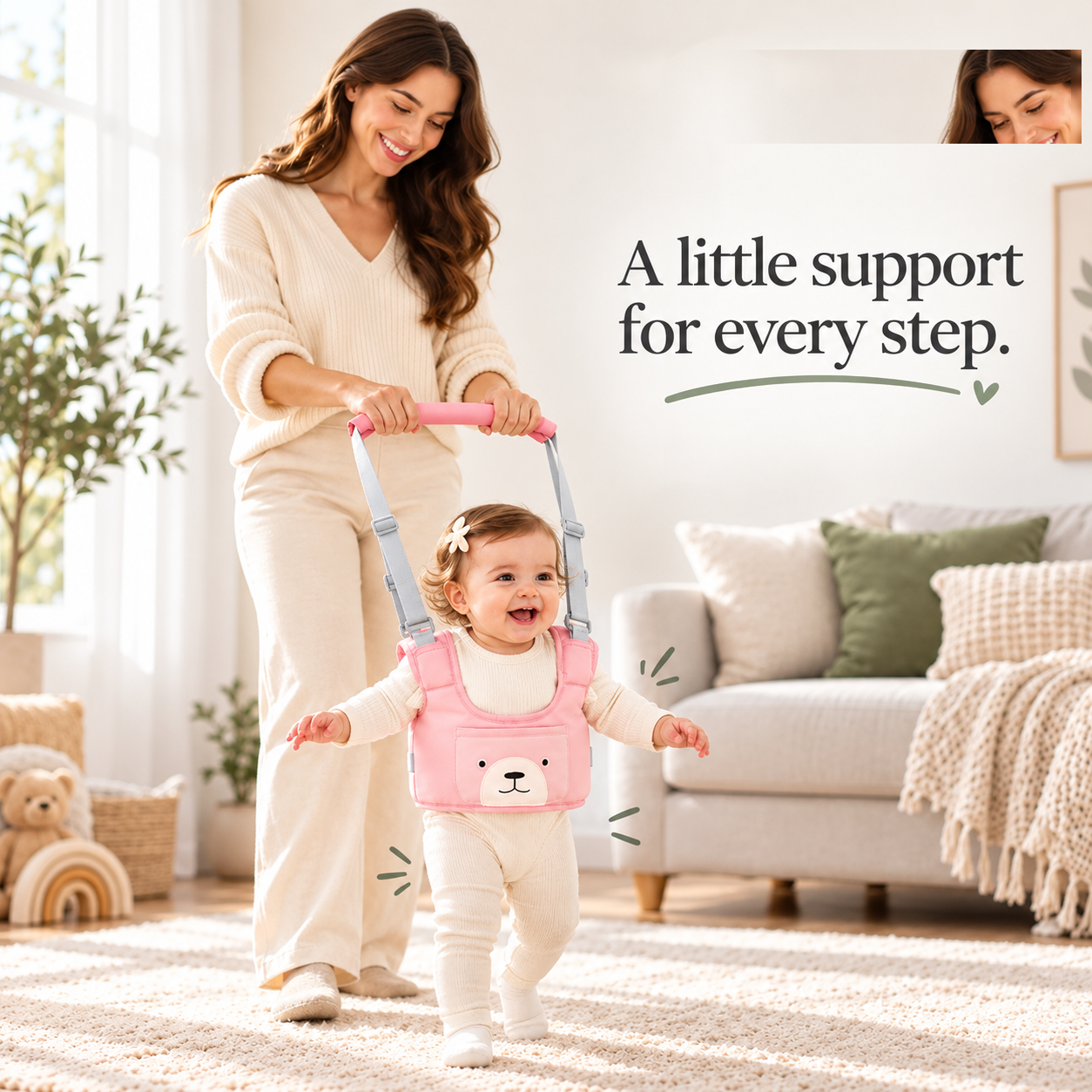 Baby walking safety harness - pink