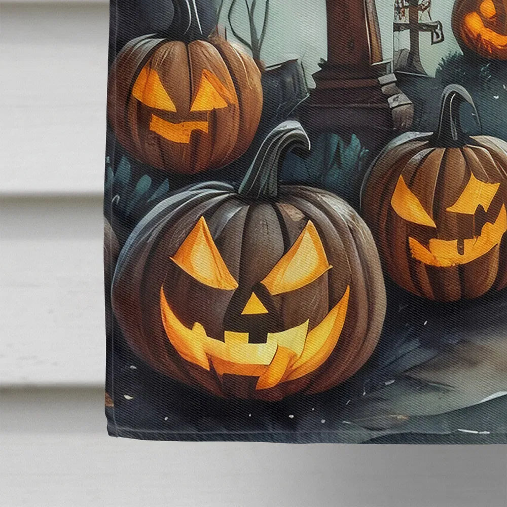 graveyard halloween house flag 28 x 40 inch double sided sleeve pole - product photo 4 of 8