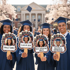 Custom Vintage Skull Photo Graduation Gift - Personalized Graduation Fan