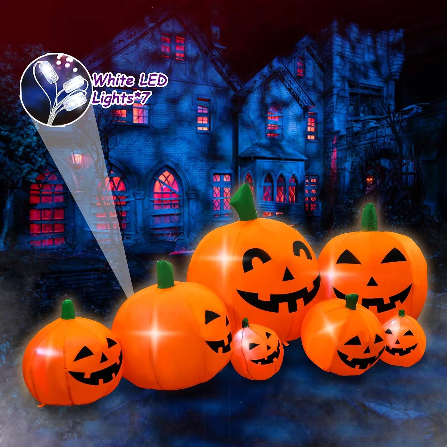 7 ft inflatable pumpkin patch with built-in lights - product photo 4 of 7