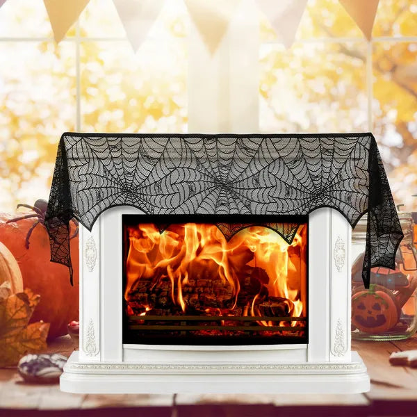 2 pack black lace spider web mantle scarf - product photo 3 of 6