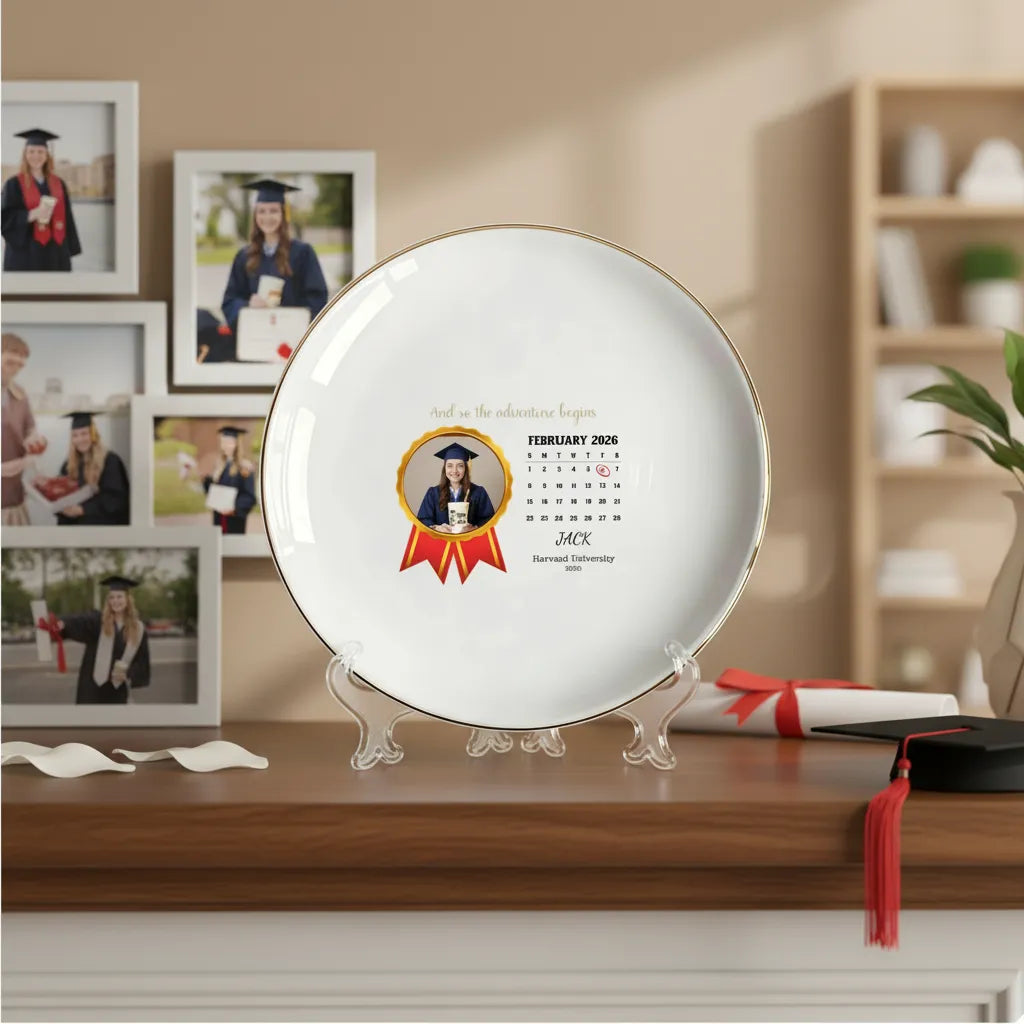 Custom Graduation Calendar Personalized Round Jewelry Dish