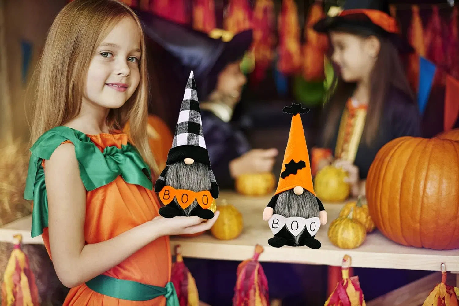 2 pack plush halloween tomte gnomes in two different styles - product photo 5 of 7