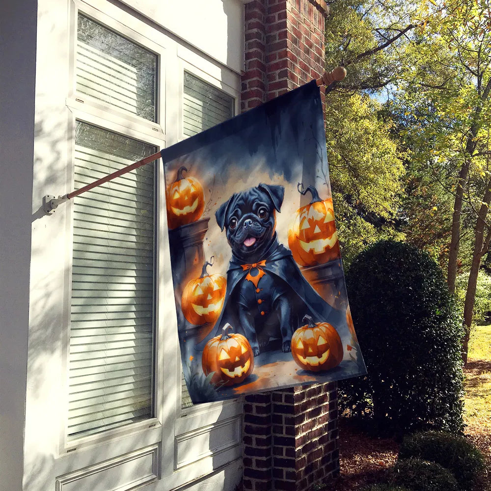 black pug puppy halloween house flag - product photo 2 of 8