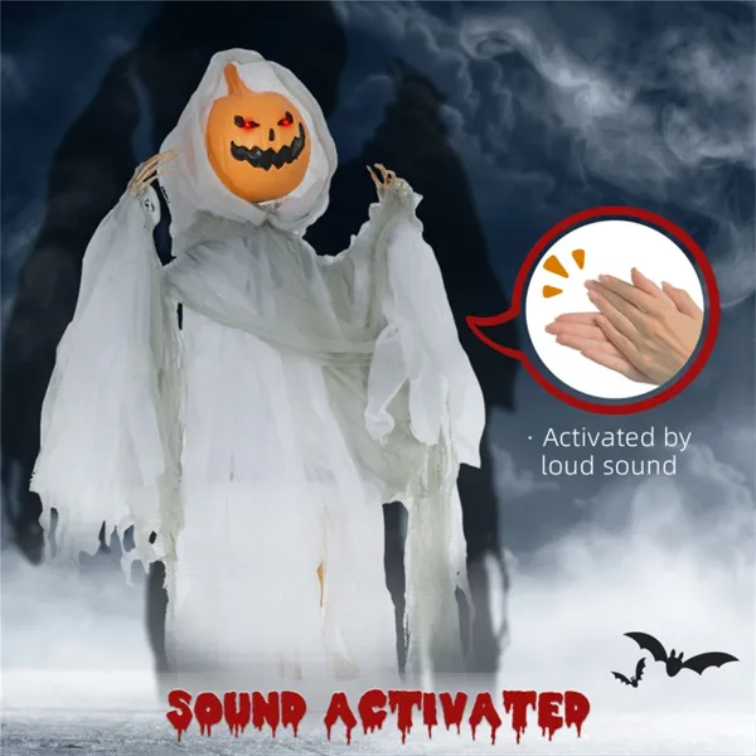 3.9 ft sound-activated pumpkin ghost - product photo 7 of 7