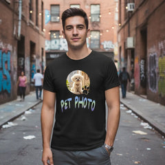 Custom Pet Photo with name in Gradient Finish T-shirts
