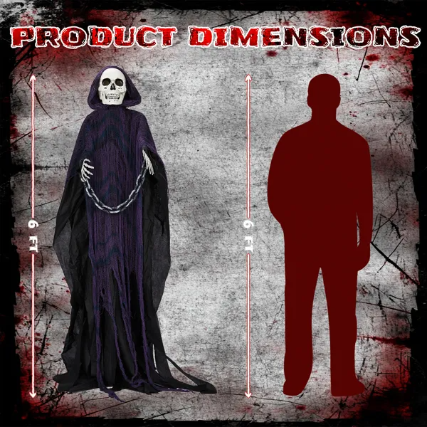 6 ft animatronic grim reaper with chain - product photo 3 of 5