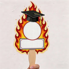 Custom Vintage Flaming Graduation Cap Photo Graduation Gift - Personalized Graduation Fan