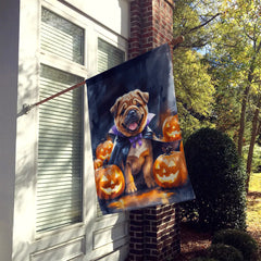 shar pei puppy halloween house flag - product photo 2 of 8