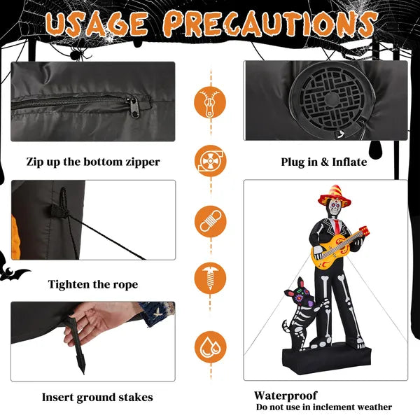 7.3 ft inflatable ghost musician with dog - product photo 3 of 6