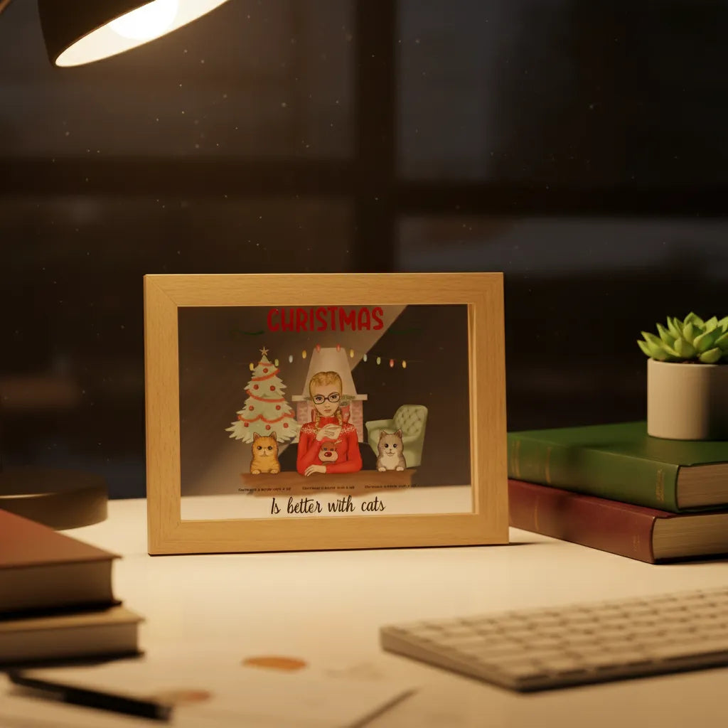 Christmas is better with a cat Wooden Framed