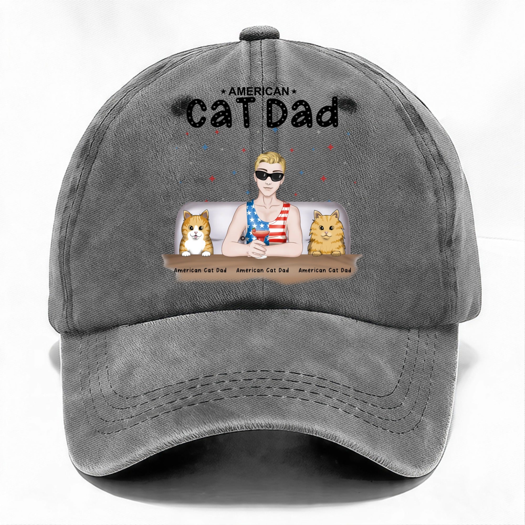 Custom American Cat Dad Cap
