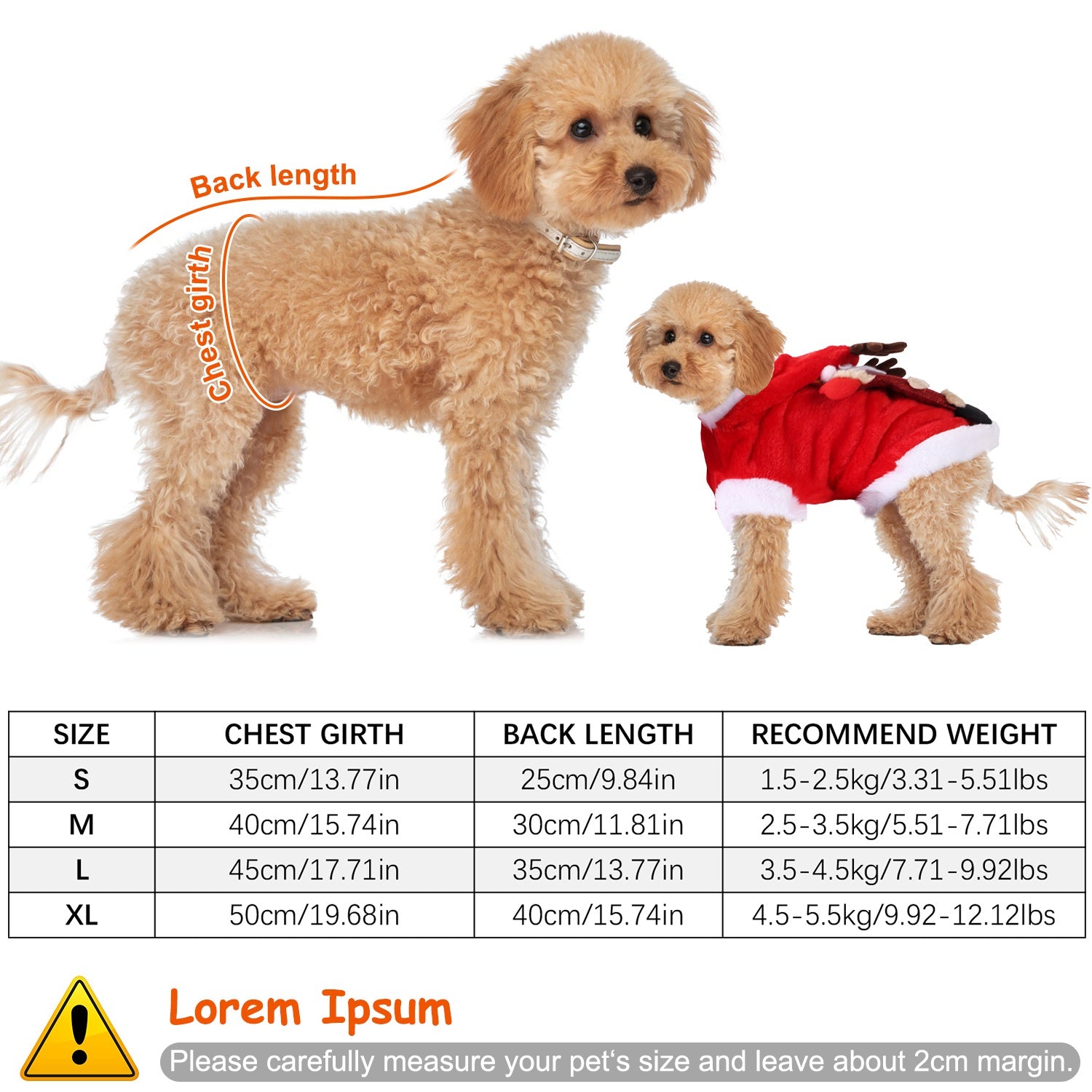 Pet Christmas Clothes Santa Claus Reindeer Antlers Costume Winter Outfit New Year Coat For Small Medium Dogs Cats Available in S/M/L/XL