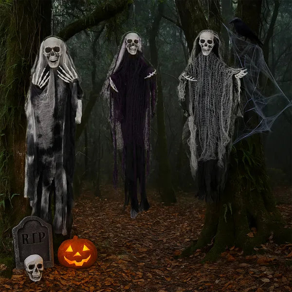 3 pack hanging skeleton ghosts - product photo 3 of 5
