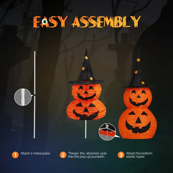 2 pack 3 ft pop-up lighted pumpkins - product photo 2 of 6