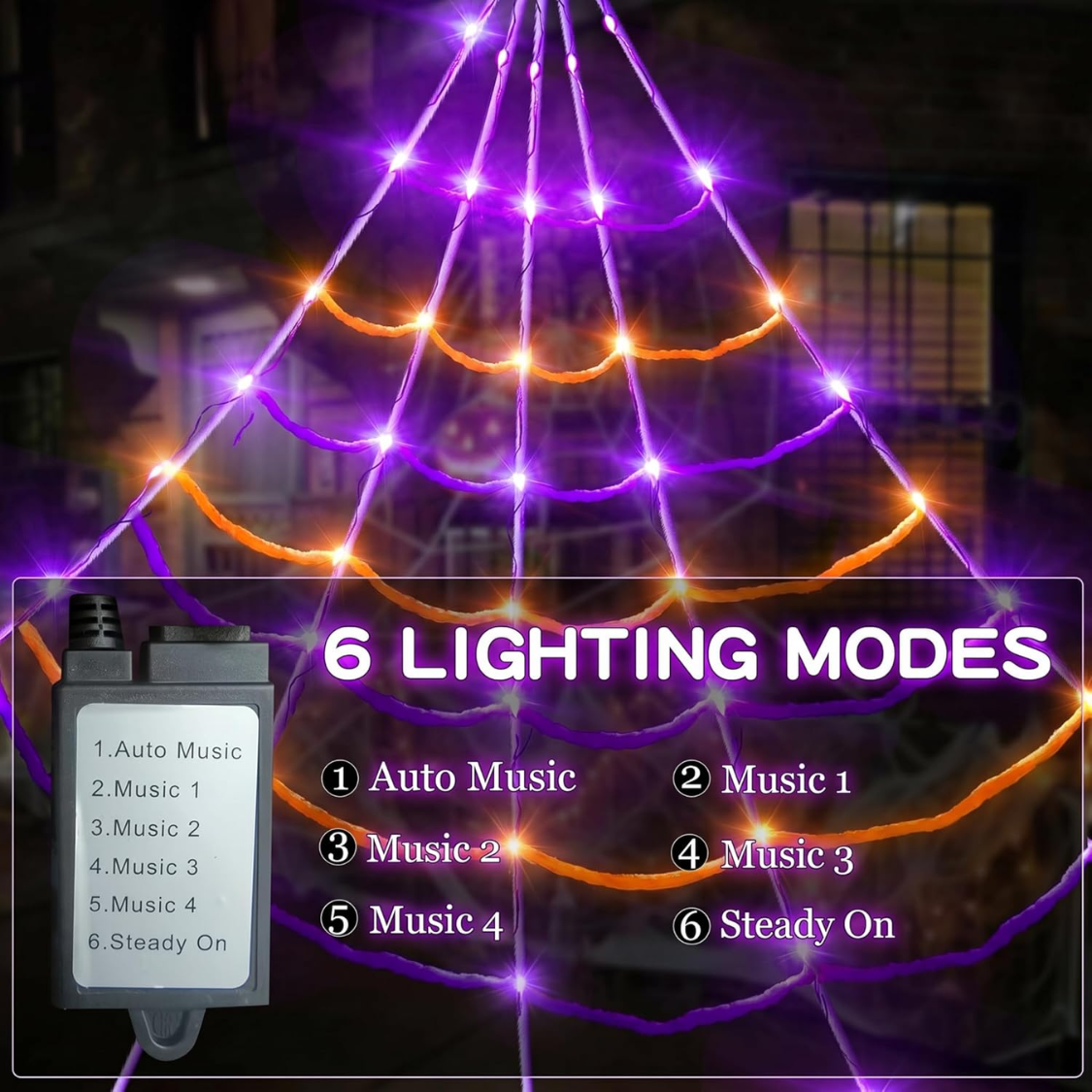 lighted spider web with 150 LEDs and a motion sensor - product photo 6 of 6