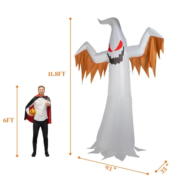 giant inflatable ghost with flashing red eyes, flame effect and led lights - product photo 4 of 6