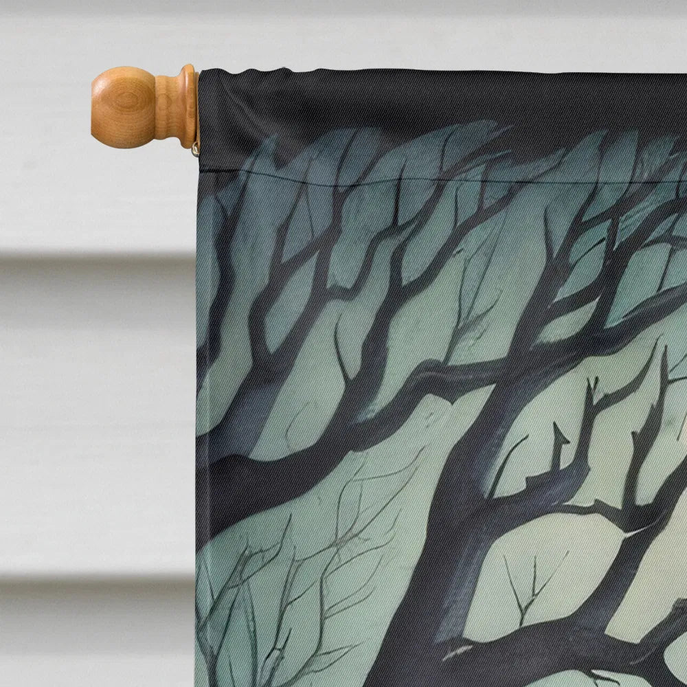 graveyard halloween house flag 28 x 40 inch double sided sleeve pole - product photo 3 of 8
