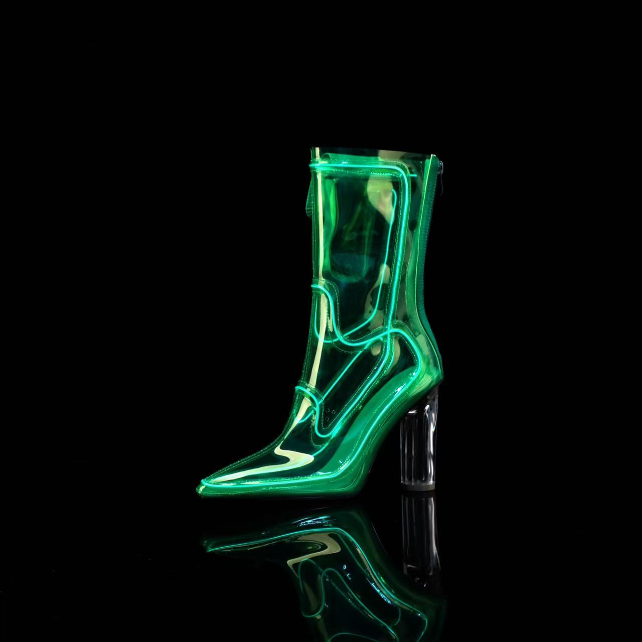 Transparent LED Luminous Platform Heels, Glow In Dark Party Shoes For Women, Non-Slip Casual Nightclub Festival Heels