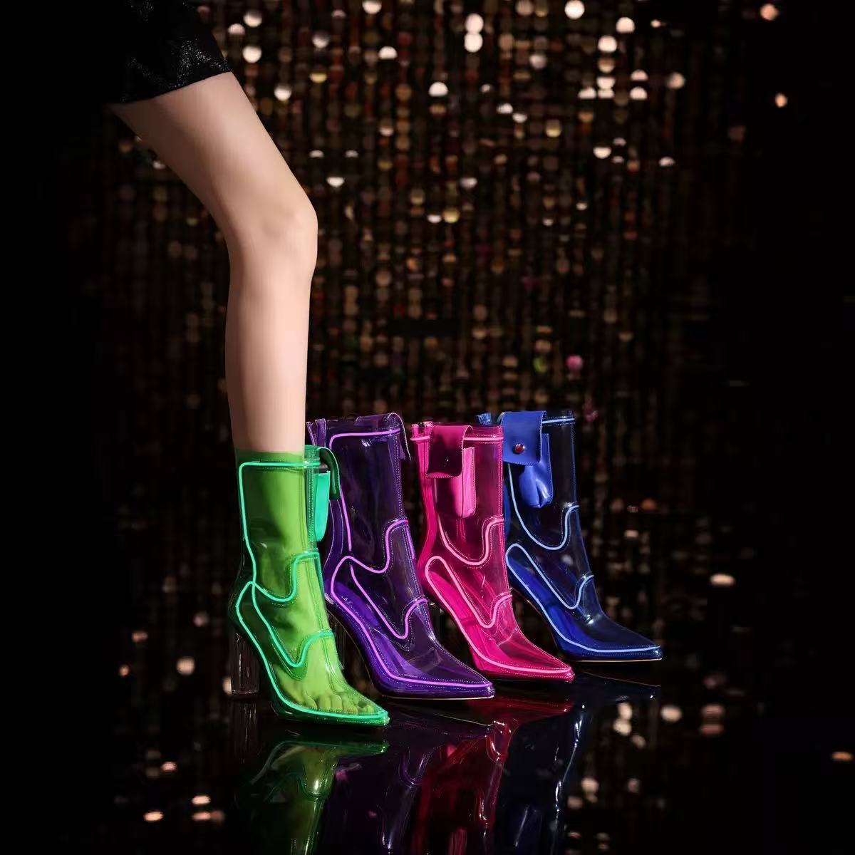 Transparent LED Luminous Platform Heels, Glow In Dark Party Shoes For Women, Non-Slip Casual Nightclub Festival Heels