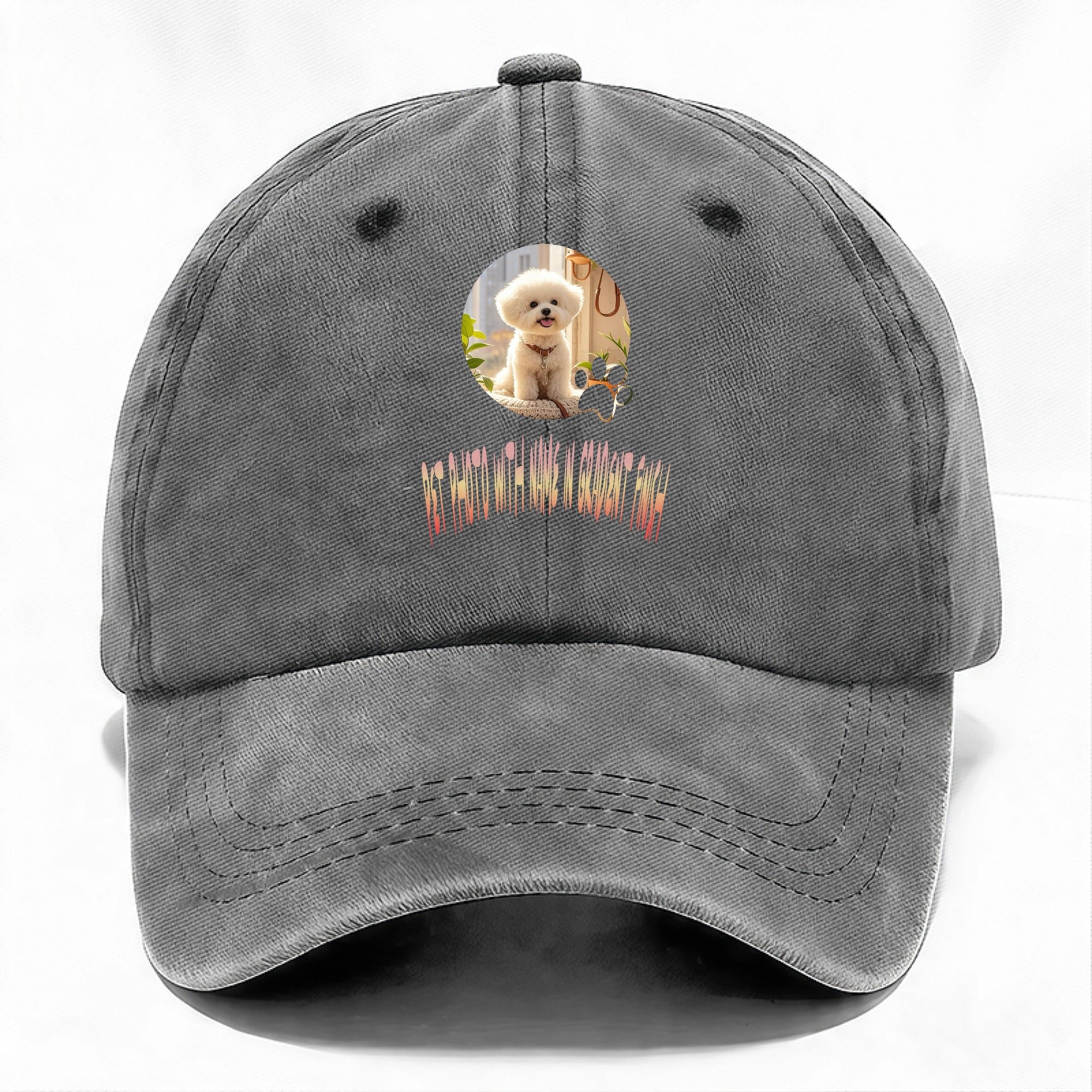 Custom Pet Photo with name in Gradient Finish Cap
