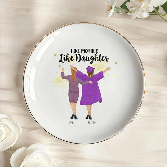 Custom Like mother，Like daughter Personalized Round Jewelry Dish