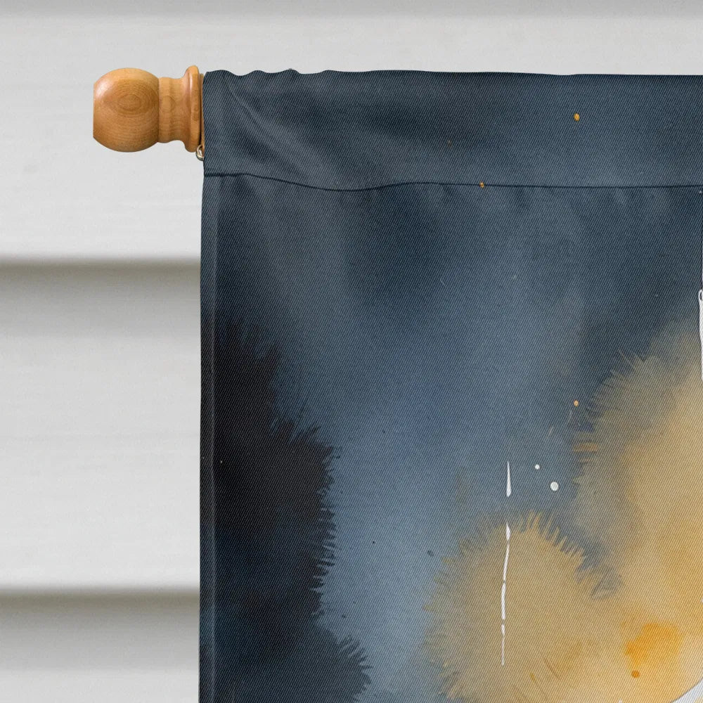 yellow labrador puppy halloween house flag - product photo 3 of 8