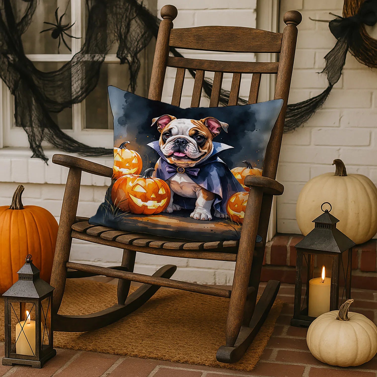 english bulldog puppy halloween throw pillow with insert - product photo 3 of 8