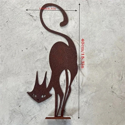 Gothic iron black cat wall art One Size